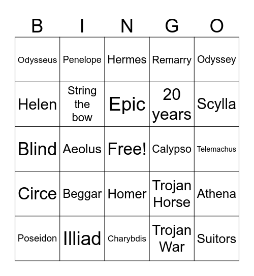 The Odyssey Bingo Card