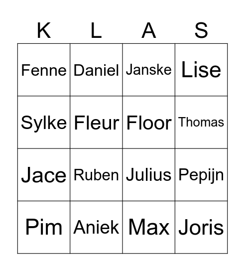 Klassen Bingo Card