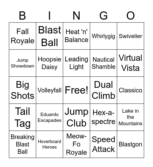 Fall Guys Knockout Bingo Card