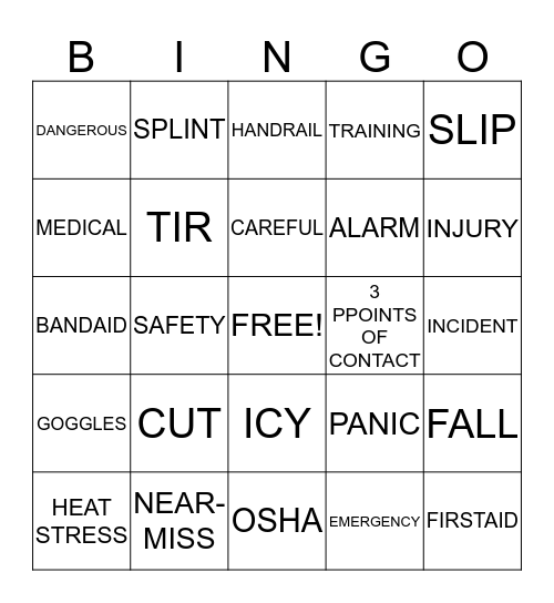 SAFETY BINGO Card