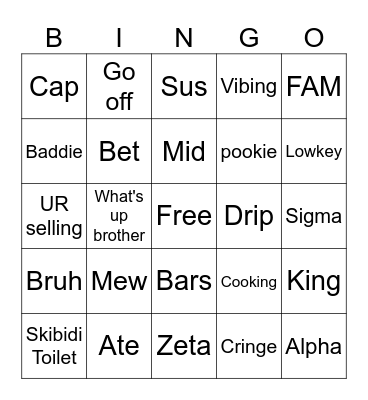 Brain Cells Bingo Card