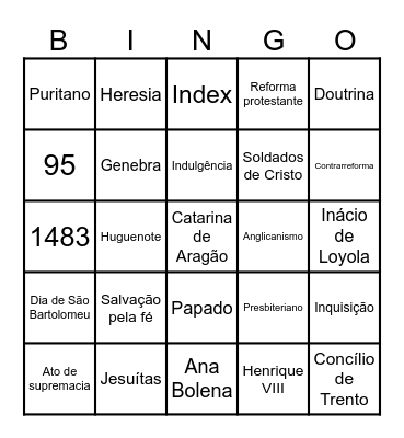 REFORMA PROTESTANTE Bingo Card