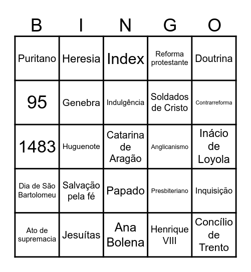 REFORMA PROTESTANTE Bingo Card