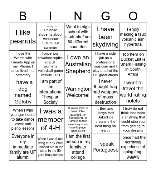 Fun Facts Breakfast Bingo Card