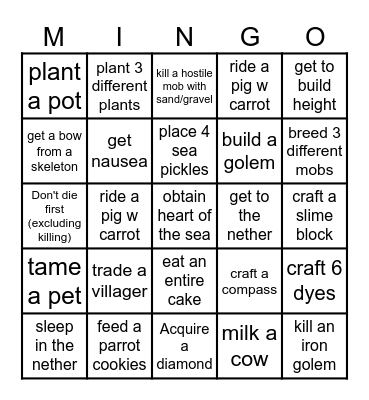 mingo Bingo Card