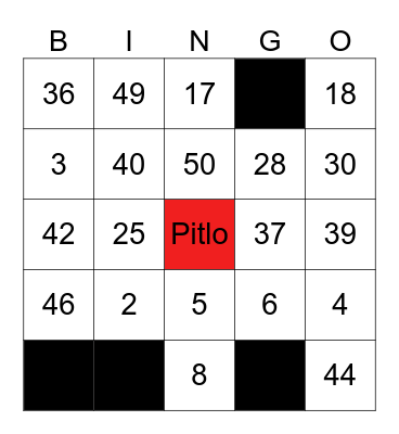Pitlo Bingo Card