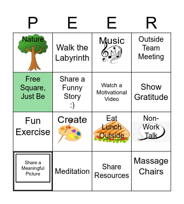 Mental Health & Wellness Bingo Card