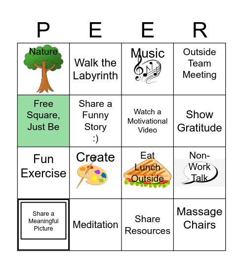 Mental Health & Wellness Bingo Card