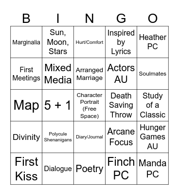 The Gays(TM) Summer Bingo Card