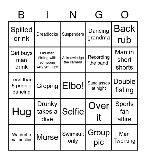 Elbo room Bingo Card