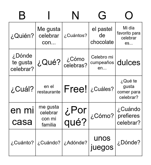 ¿Preguntas? y el cumpleaños Bingo Card