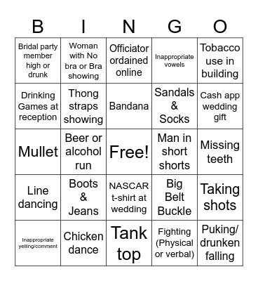 Wedding Bingo Card