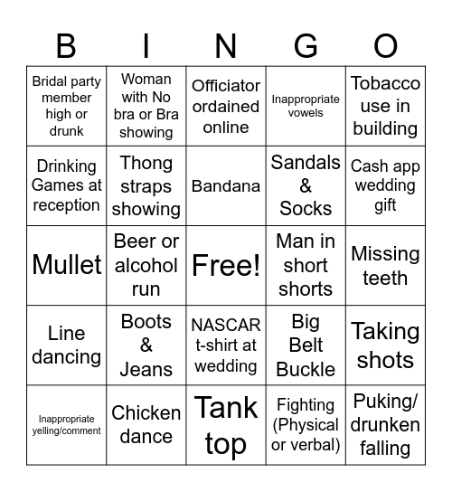 Wedding Bingo Card