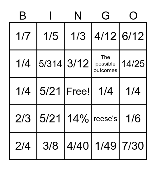 Probability BINGO Card