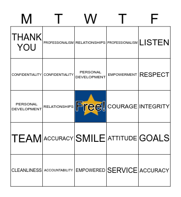 Making a Difference Together Bingo Card