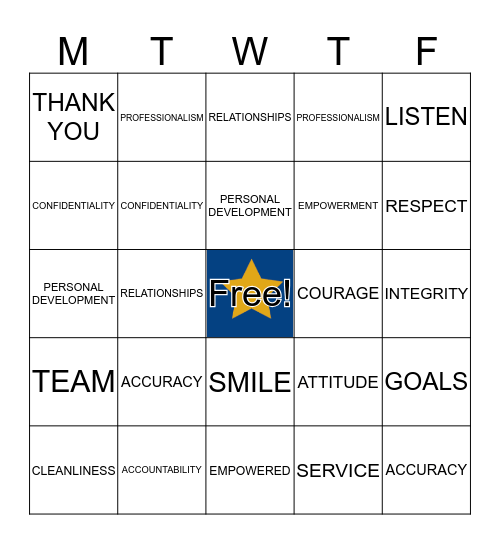 Making a Difference Together Bingo Card