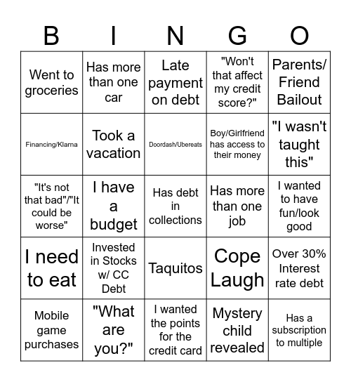 Hammer Bingo Card