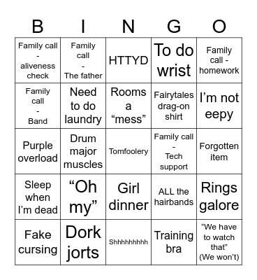Bad habits lead to late nights Bingo Card