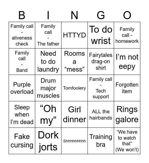 Bad habits lead to late nights Bingo Card