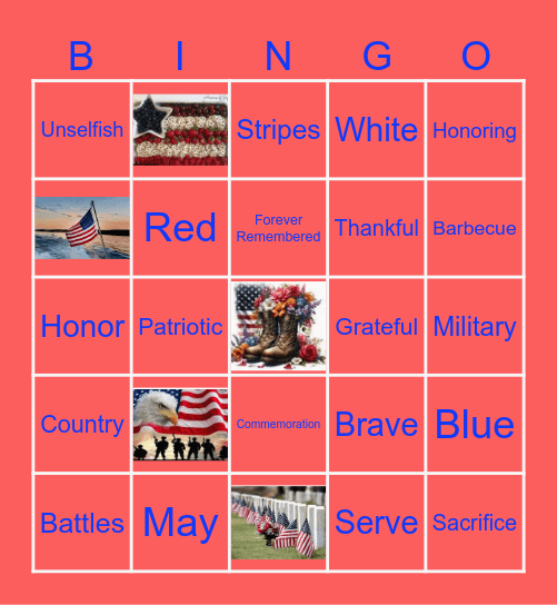 Memorial Day Bingo Card