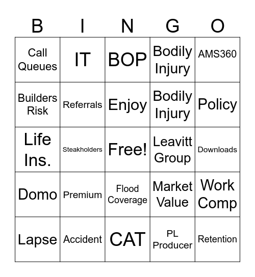 Lingo Bingo Card