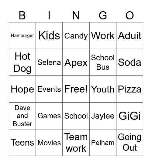 The Pelham Bingo made By Arrmani Bingo Card