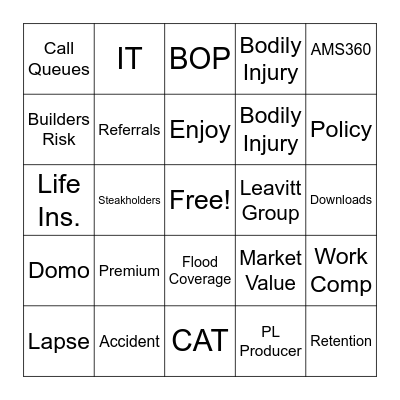 Lingo Bingo Card