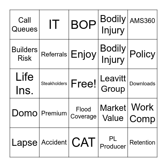 Lingo Bingo Card
