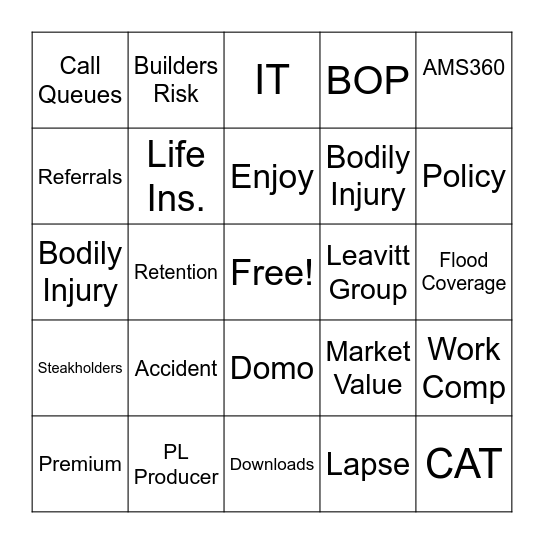 Lingo Bingo Card