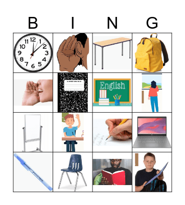 Class Vocabulary Bingo Card