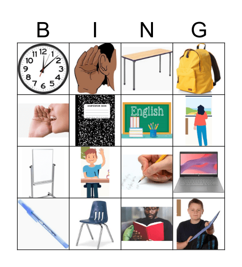 Class Vocabulary Bingo Card