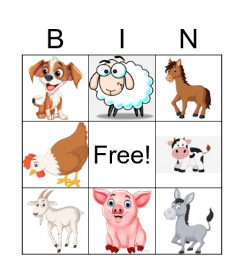 Domestic animals Bingo Card