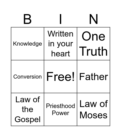 Abinadi and King Noah Bingo Card