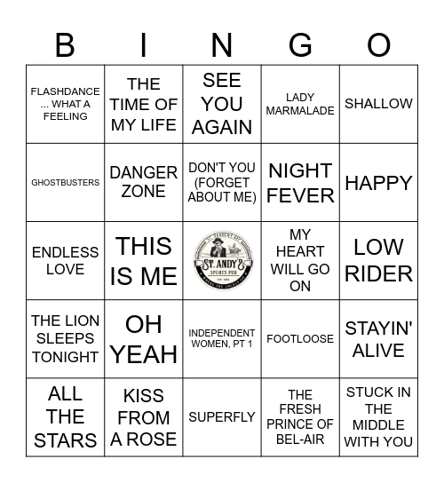 SONGS FROM MOVIES/TV Bingo Card