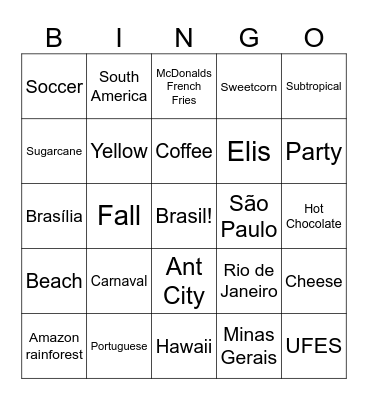 Brazil and Xandra! Bingo Card