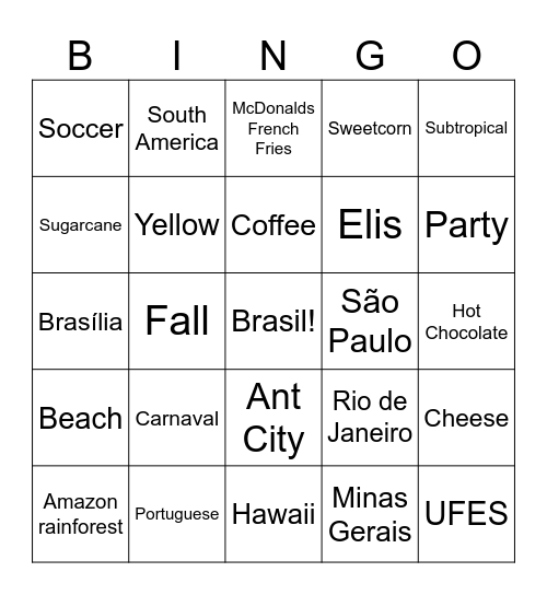 Brazil and Xandra! Bingo Card