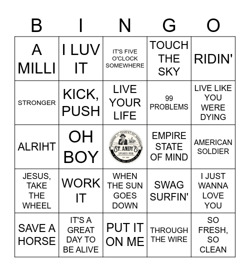 2000'S : HIP HOP VS COUNTRY Bingo Card