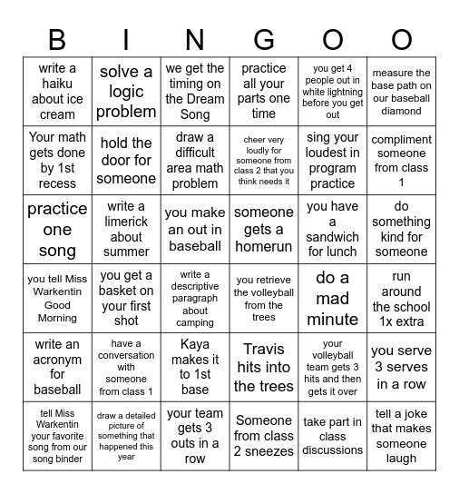 SIX DAYS LEFT BINGO Card