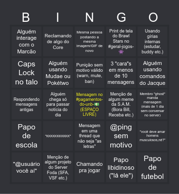 SERVER FODA BINGO (v1) Bingo Card