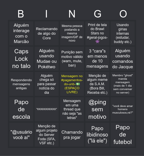 SERVER FODA BINGO (v1) Bingo Card