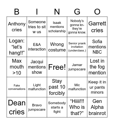 Poopsaic Bingo Card