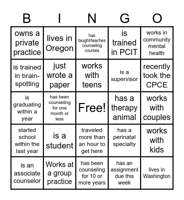 Find Someone Who Bingo Card