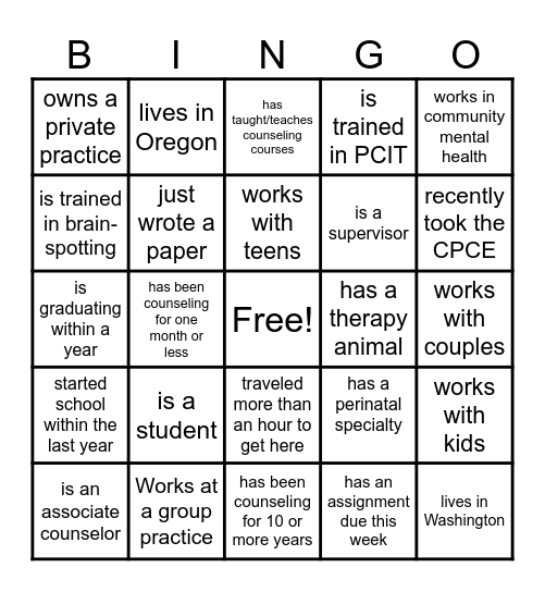 Find Someone Who Bingo Card