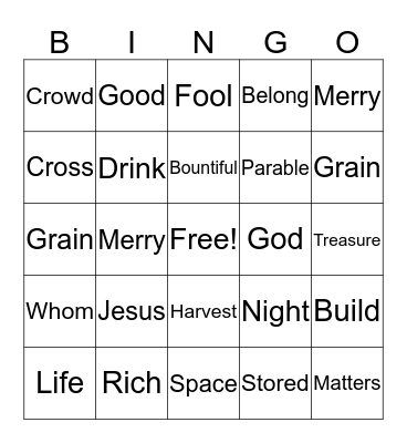 J.O.Y. Bingo Card
