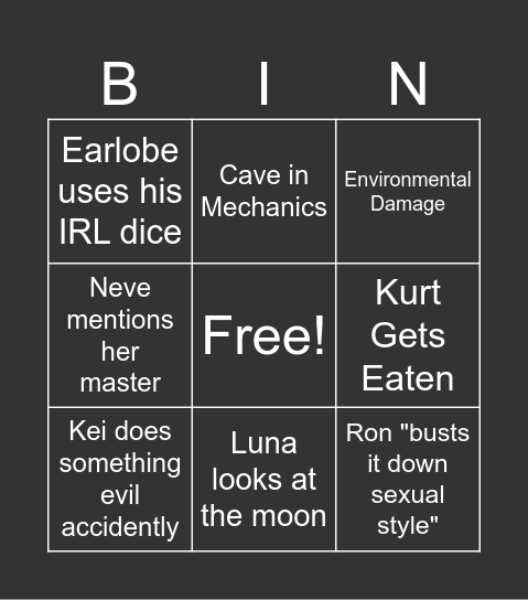 As Above As Below Bingo Card