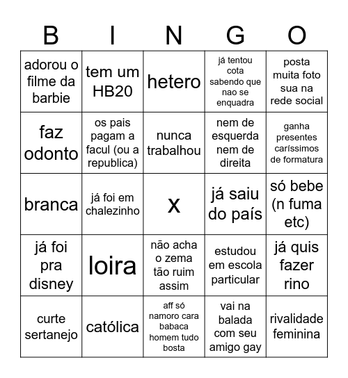 loira odonto Bingo Card