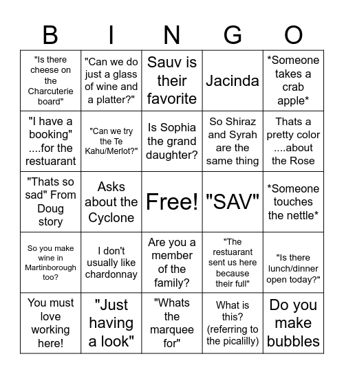 CRAZZY CUSTOMERS Bingo Card