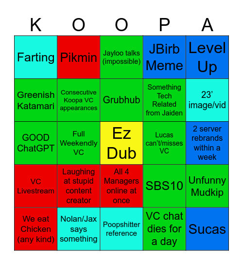 Ultimate Koopacord Bingo (The 5x5) Bingo Card