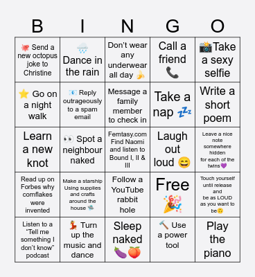 Home alone Bingo Card