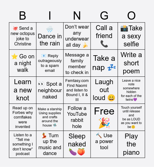 Home alone Bingo Card